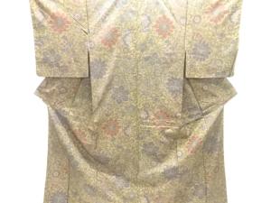 草花模様織出し本場大島紬着物アンサンブル(染)